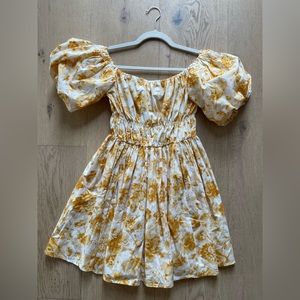 Abercrombie yellow puff sleeve mini summer dress